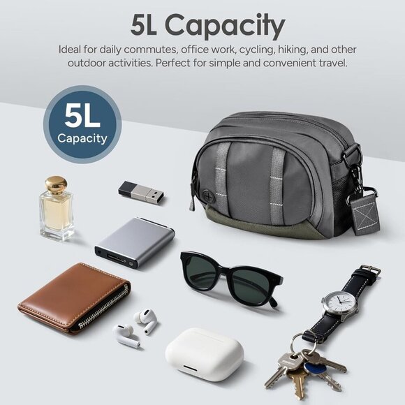 Stylish Gray Multi Pocket Crossbody Bag - Water Resistant Nylon for Teens - Picture 5 of 8